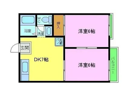 トータスメール(2DK/2階)の間取り写真