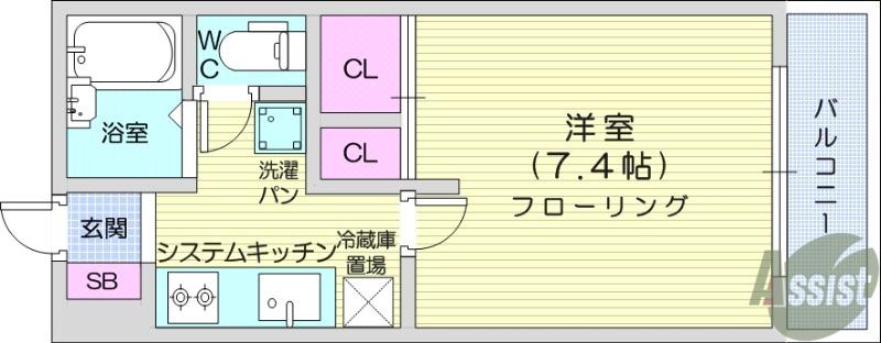 ラ・シャンブルクレールⅠ(1K/2階)の間取り写真
