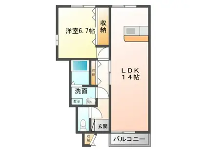 プレステージ(1LDK/1階)の間取り写真