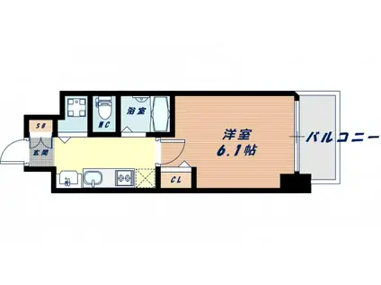 プレサンス阿波座ステーションフロント(1K/4階)の間取り写真
