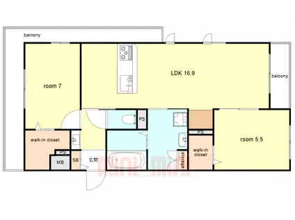 クラルテ 岡本 宮ノ前(2LDK/2階)の間取り写真
