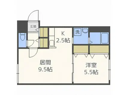 レストシティ琴似(1LDK/4階)の間取り写真