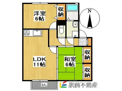レイクヒルズI(2LDK/1階)の間取り写真