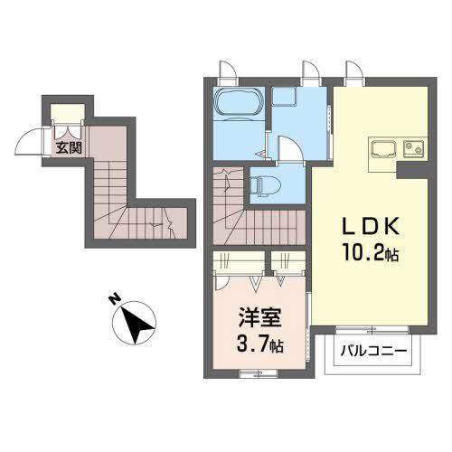 メゾンヴァリエII(1LDK/2階)の間取り写真