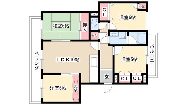 ランドマーク一社(4LDK/3階)の間取り写真