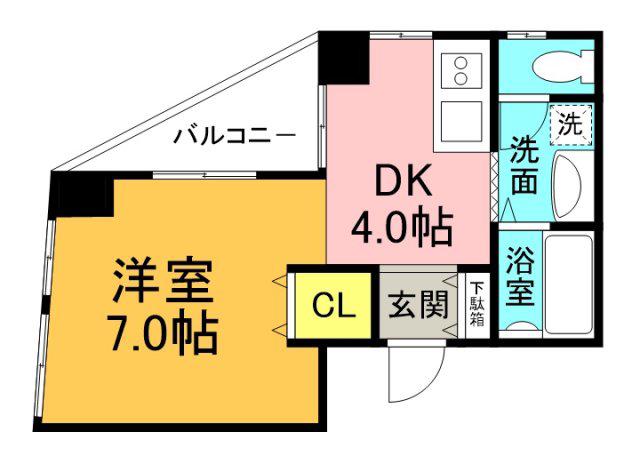 番匠ビル(1DK/2階)の間取り写真