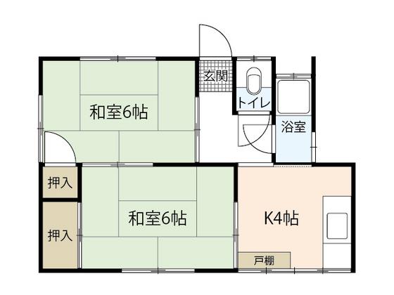 共栄荘(2DK/2階)の間取り写真