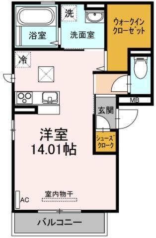ルクール福島(ワンルーム/1階)の間取り写真