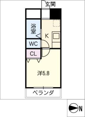 牧の里マンション(1K/2階)の間取り写真