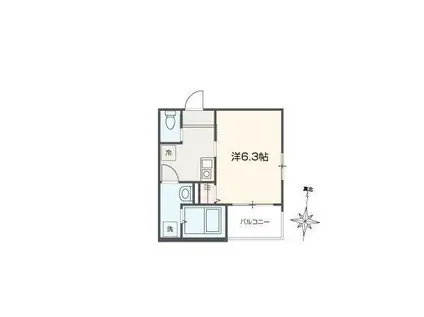 MELLAS元加治(1K/3階)の間取り写真