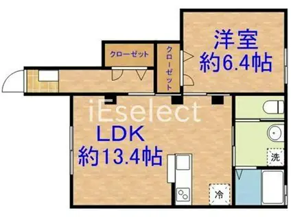 カシオペアイースト(1LDK/1階)の間取り写真