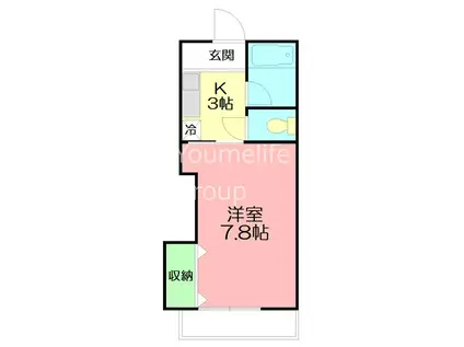 スクエアコート(1K/1階)の間取り写真