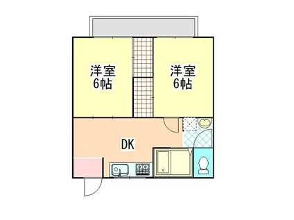 メゾンドール今泉III(2DK/1階)の間取り写真