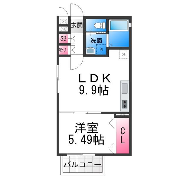 アレグリア鳳ノース(1LDK/3階)の間取り写真