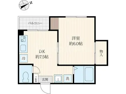 パレス浜野(1DK/2階)の間取り写真