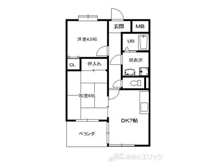 メゾン摂津(2DK/7階)の間取り写真