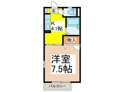 ディアス内川 B(1K/2階)の間取り写真