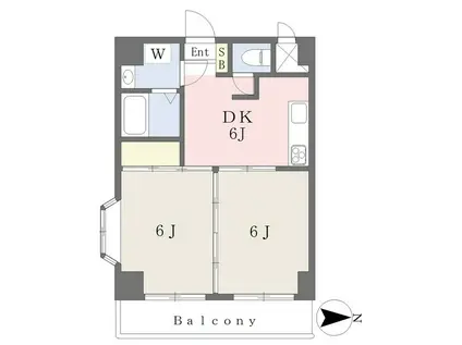 パルファム201(2DK/6階)の間取り写真