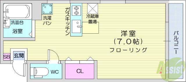 リモーブル旭ヶ丘(ワンルーム/3階)の間取り写真