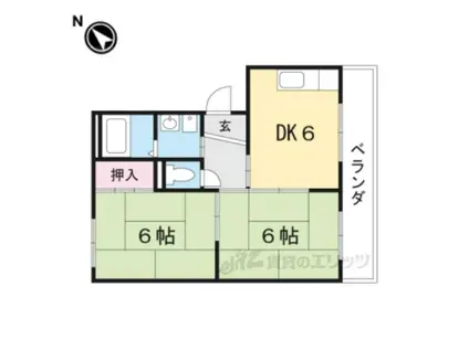 ピープルK(2DK/1階)の間取り写真