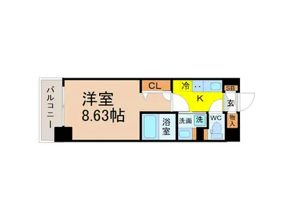 シティライフ泉(1K/9階)の間取り写真