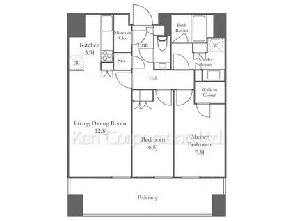 麻布台ヒルズレジデンスB(2LDK/30階)の間取り写真