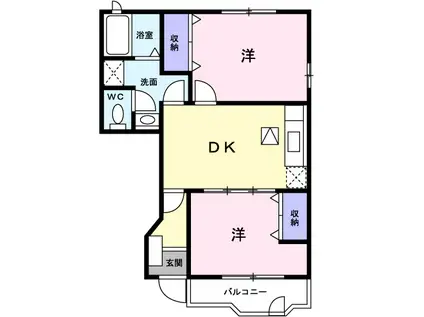 プロムナ-ドコルヌスフロリダI(2DK/1階)の間取り写真