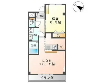 ドリームII(1LDK/2階)の間取り写真