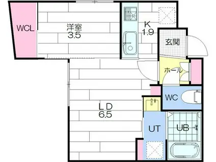 GAVEL菊水(1LDK/3階)の間取り写真