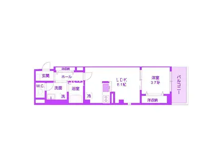 サンビューノ仲町台(1LDK/3階)の間取り写真