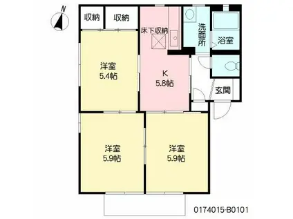 シャーメゾンK B(3K/1階)の間取り写真