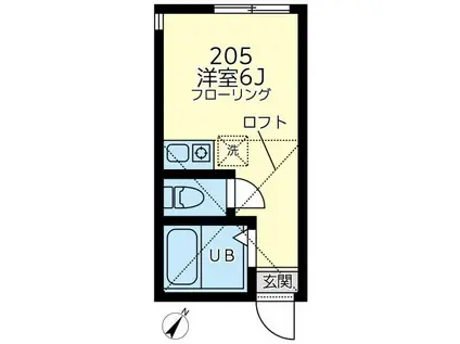ユナイト石川町ジョルジーニョ(ワンルーム/2階)の間取り写真