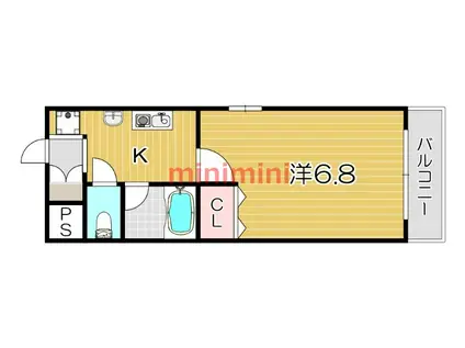 ソレイユ東奈良(1K/3階)の間取り写真