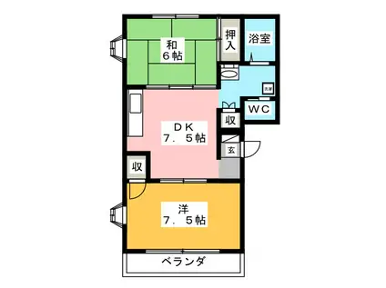 サンハイムA(2DK/2階)の間取り写真