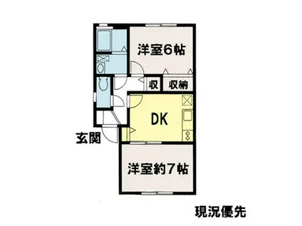 ブラウニーコート(2DK/1階)の間取り写真