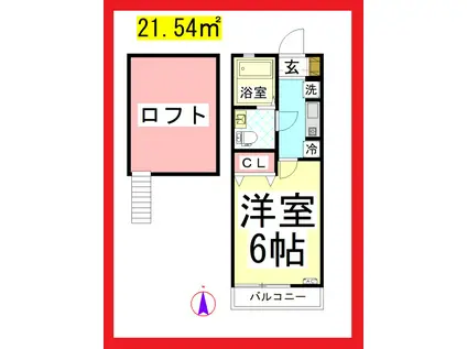 SE ラズベリーリーフ(1K/1階)の間取り写真