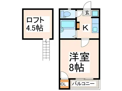 グランドゥール県立大南(1K/2階)の間取り写真