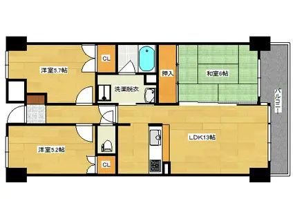 フォーラム牛田南(3LDK/6階)の間取り写真