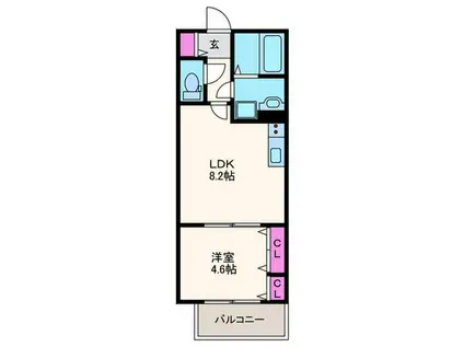 CASA MIRA(1LDK/2階)の間取り写真