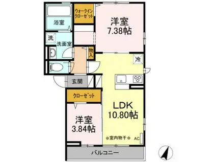 オーチャード ルームズ(2LDK/1階)の間取り写真