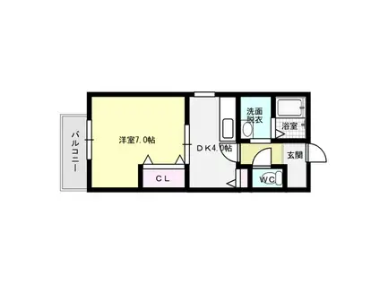 ウェルヴィラ大城(1DK/1階)の間取り写真