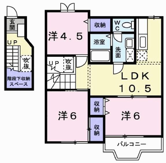 ルーラルタウンA(3LDK/2階)の間取り写真