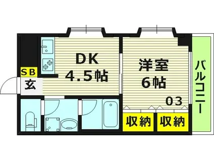 D-HOUSE ディーハウス(1DK/3階)の間取り写真