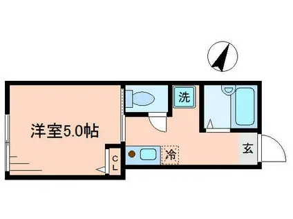 ロイヤルブルーゲート五反野(1K/2階)の間取り写真