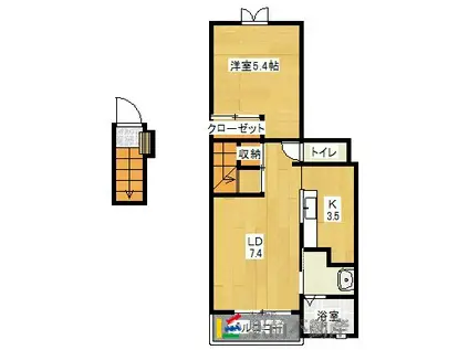 ブレイブ(1LDK/2階)の間取り写真