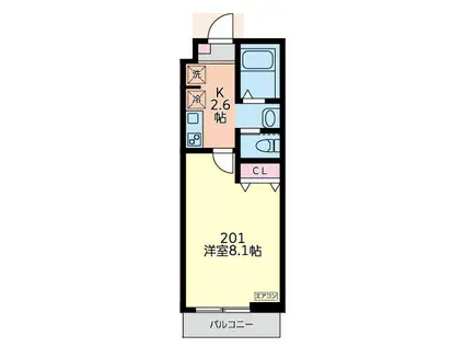 ソラーナ(1K/2階)の間取り写真