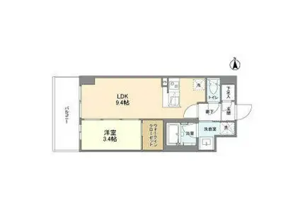 アヴェニール中崎(1LDK/10階)の間取り写真