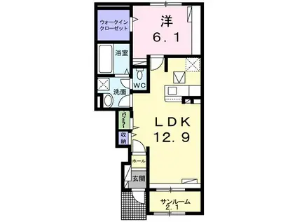 クラール V(1LDK/1階)の間取り写真