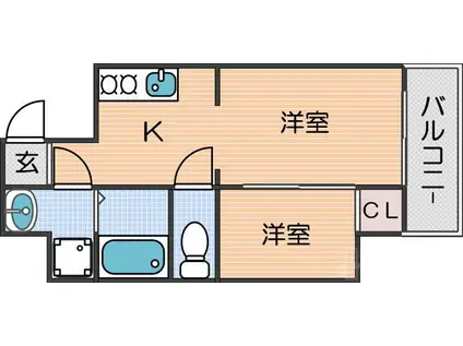 ソアシンイマミヤ(1K/6階)の間取り写真