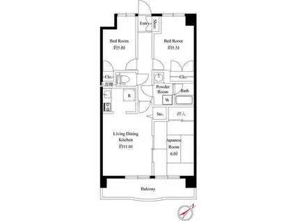 緑の森ハウス(3LDK/5階)の間取り写真